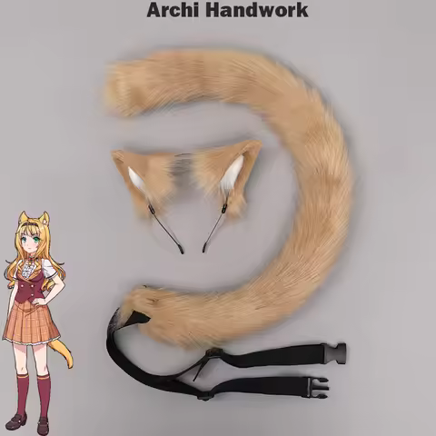 Archi Handwork NEKOPARA Maple Cat Ears Furry Headband Tail American Curl Plush Headwear Animal Fursu