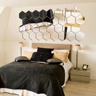 Mirror Wall Sticker Glass Film Hexagonal Mirror Paste Glass Sticker Hexagon Hexagon Mirror Acrylic D