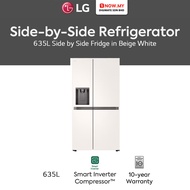 LG 635L Inverter Side by Side Fridge Water & Ice Dispenser GC-L257KQKW