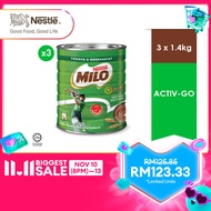 NESTLÉ MILO Activ-Go Chocolate Malt Powder Tin 1.4Kg Bundle of 3