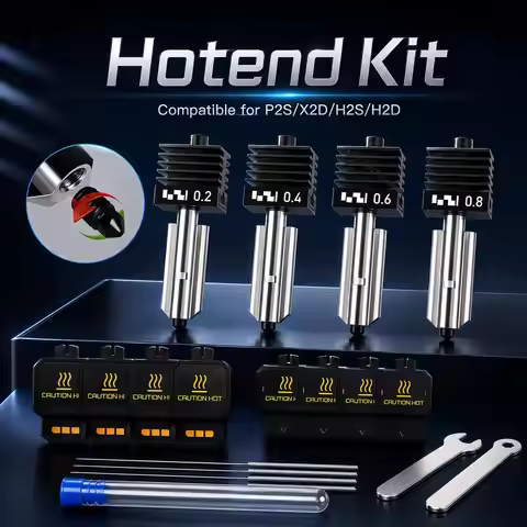 Hardened Steel P2S X2D Hotend Kit For Bambu Lab P2S Removable Nozzle 0.2/0.4/0.6/0.8 Silicone Sock T