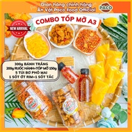 TỐP MỠ 150g COMBO A3 PACO FOOD KÈM 5 BƠ PHÔ MAI BÁNH TRÁNG PHƠI SƯƠNG SẤP BÁNH 300g 1 HỦ TỐP MỠ 1 HỦ