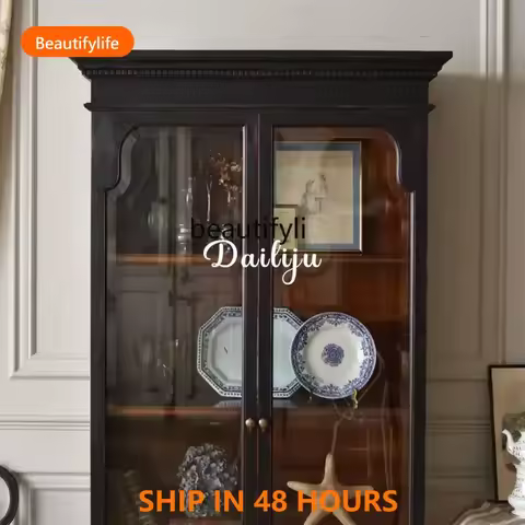 New Arrivals A44 French solid wood medium antique glass door display cabinet antique cabinet living 