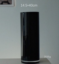 Modern Simple Black Glass Vase Hotel Lobby Decoration Wedding Cylindrical Desktop Hydroponic Flower