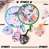 OPTIMISTI8E Round Foldable Fan, Lightweight with Storage Bags Hand Fans,  8 Styles Folding Hand Fans