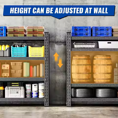 48" W Storage Shelves 3000lbs Garage Metal Shelving Heavy Duty Garage Shelves Adjustable Storage She