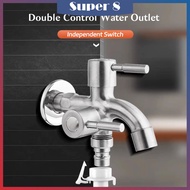 Stainless Steel 2 Way Faucet Bibcock Faucet 1in2 outlet Head Two Way Kitchen Water Washer Tap Faucet