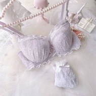 Japan Light Purple Large Size Bra Set Bubble Cotton 85G85H90D90F90G95C95G100D100E100G