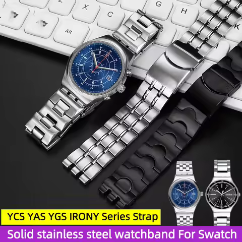 19mm for Swatch YCS YAS YGS IRONY Series Strap Solid Stainless Steel Watchband Men's /Women's Metal 