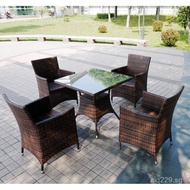 Casual Table and Chair Outdoor Rattan Small Tea Table Courtyard Outdoor Leisure Combination Rattan C