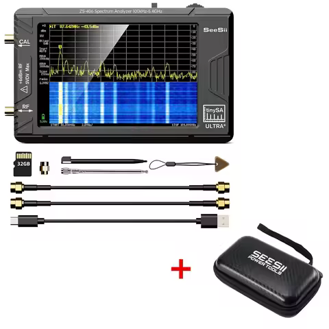 SeeSii Spectrum Analyze TinySA Ultra+ ZS406 4 Inch 100kHz to 5.4GHz Handheld Tiny Frequency Analyzer