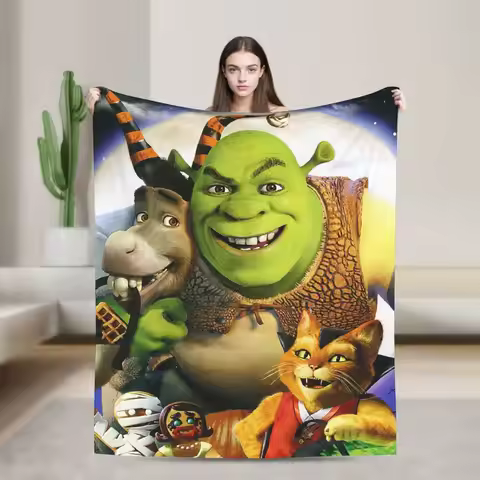 S-Shreks Wool Blanket Donkey Comedy Anime Funny Throw Blankets for Sofa Bedding Lounge 150*125cm Qui