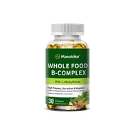 Whole Food B-Complex 120 Softgels with L-Methylfolate High Potency Bio Active B Vitamins Support Ene