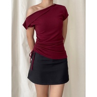 DUTTYSTORE ASOKA Narin Top 3153 - Knitwear Korean Scrunched One Shoulder - Korean Top Women's Top
