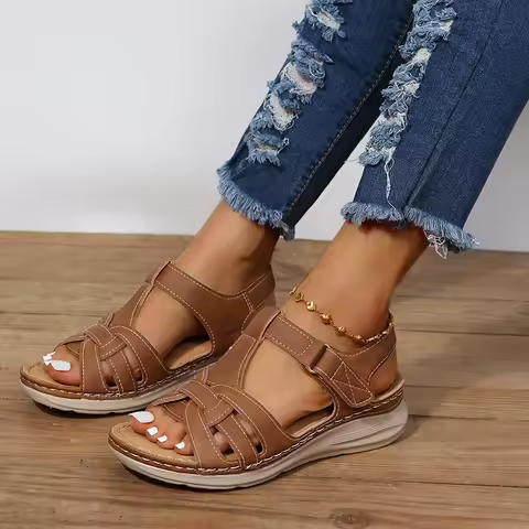 Women's Simple Wedge Sandals, Casual Ankle Strap Platform Sandals, Women's Comfortable Sandals