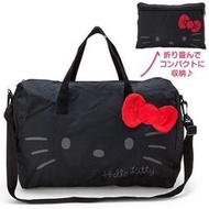 【東京速購】可愛 Hello Kitty 蝴蝶結圖案黑色可摺疊收納旅行袋/行李箱拉桿掛包/肩背袋
