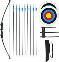 40" Bow and Arrow Set for Kids, Archery Beginner Gift with 9 Arrows 2 Target Face, 1 Arm Guard and 1