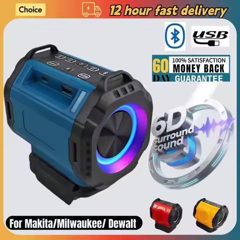 Speaker Bluetooth For Milwaukee/Makita/Dewalt/Bosch 18V 20V Battery With USB Type-C Port Charge Play