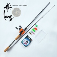 Bộ cần câu lure máy ngang hắc long tặng kèm dây câu lure và bộ mồi câu