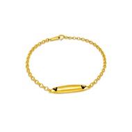 SK Jewellery Iconic Mickey & Minnie Bar 10K Yellow Gold Bracelet
