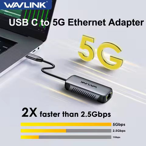 WAVLINK USB C to Ethernet Adapter 2.5G/5Gbps RJ45 Gigabit Ethernet Network Adapter USB 3.0 Converter
