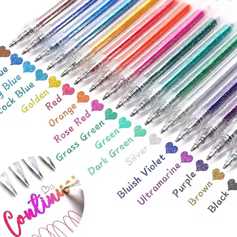 Set of 8-60 Metallic Glitter Gel Pens 1.0 mm Color Ballpoint Pen Book Card Long Lasting Writing Draw