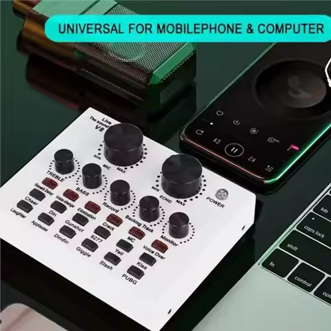 A53M-Professional Mic V8 Sound Card Audio Mixer Karaoke Recording Studio Recording External Sound Ca