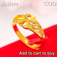 Gold 916 Original Singapore Rings for Women Simple Fashion Jewelry Birthday Gift Adjustable Couple Ring Korean Style