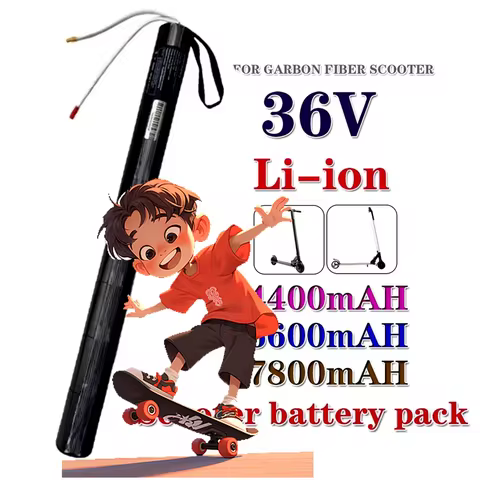 4400MAH/6600MAH/7800MAH 36V electric scooter carbon fiber tubular battery with built-in BMS, 18650 l