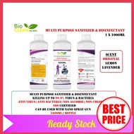 Bioclean 99.99 Food Grade Multi-purpose Non Alcohol All Surface Sanitizer 1 Litre - Disinfect
