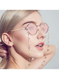 手工製作的星形眼鏡鏈和掛繩,時尚簡約,帶防滑環的眼鏡/口罩裝飾鏈