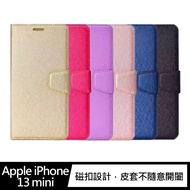 ALIVO Apple iPhone 13 mini 蠶絲紋皮套(紫色)