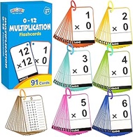 BenBen Multiplication Flash Cards 0-12, Times Table Flash Cards with Rings, Multiplication Practice 