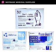 Sterile Latex Gloves (Sureguard, Indoplas, Dr. Care) Sold per box
