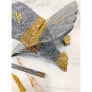 Resin Holder Quran | Resin Quran Stand - Gray & gold Variation | Free Bookmark + Point
