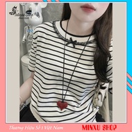 Women's Round Neck Plaid Sweater with Lace Bow QC Minxu Shop CK87