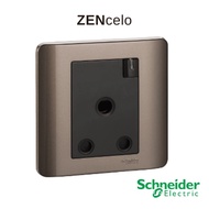 Schneider ZENcelo 15A 1G Switched Socket w/Ondicator, Silver Bronze