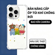 Cute Animal Bear iPhone Case in Bright Colors, Camera Protection for iP 11/12/13/14/15/16/17/Plus/Pr
