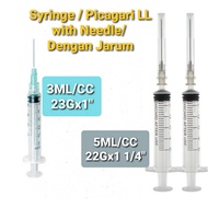 Picagari dengan Jarum Syringe with Needle / Ink Refil / 5ML 3ML/CC 23G x 1" / 22G x 1 1/4"