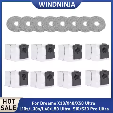 For Dreame X30/X40/X50 Ultra, L10s/L30s/L40/L50 Ultra, S10/S30 Pro Ultra Dust Bags Mop Cloths Sweepi
