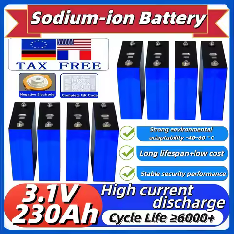 3.1V 230Ah Sodium-Ion Battery Cell 1.5C Discharge 6000+ Cycles -40℃ Low Temp Resistant for RV Solar 