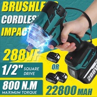 22800mAh 288VF Brushless Electric Impact Wrench 1/2 Lithium-Ion Battery 6200rpm 800 N.M Torque 110-2
