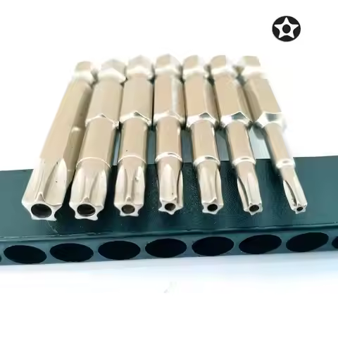 7 Pcs 5 Point Torx Screwdriver Bits 50mm S2 Magnetic Star Screw Driver 1/4" Hex Shank T10 T15 T20 T2