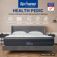 SpinaRez Health Pedic Tilam Mattress 14 inch Individual Pocket Spring System with HeiQ Viroblock Tec