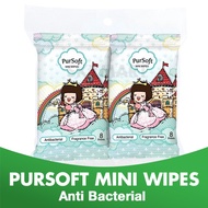 Pursoft Anti Bacterial Mini Wet Wipes 8s