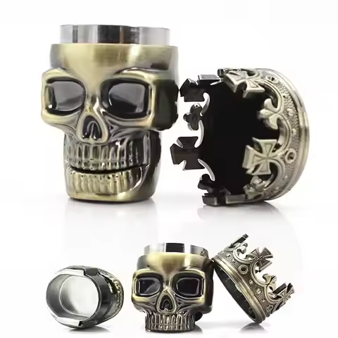 3 Layers Classic King Skull Plastics Tobacco Herb Spice Grinder Crusher Hand Muller Smoke Grinders S