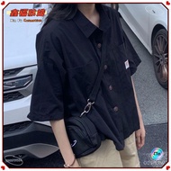 🌸Korean Version Loose🌸Shirt Short-Sleeved Summer Top Female Students Loose Half-Sleeved Hong Kong St