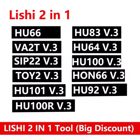 1pcs Lishi 2 in 1 HU100V.3 HU66 V.3 HU83 HU64 SIP22 HU92 HU100R VA2T HU87 HON66 TOY2 Track V3 HU101 