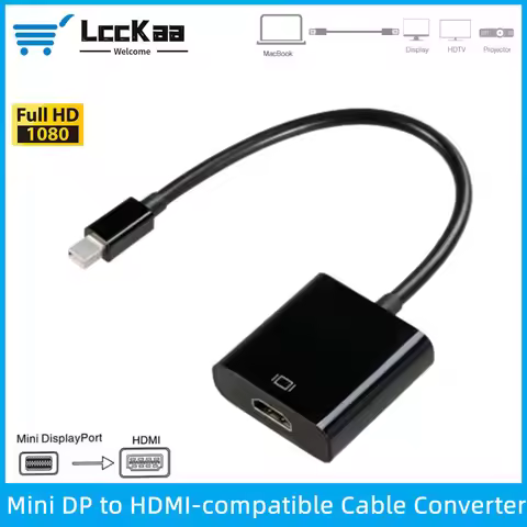 LccKaa Mini DP to HDMI-compatible Converter Cable Mini DisplayPort Male to HDMI-compatible Adapter F