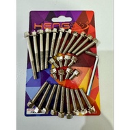 MESIN Engine block bolts with 2 keys, heng chrome ninja KR rr r ss, contents 28 bolts